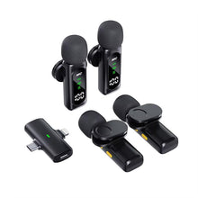 Latest T90 High Quality Portable 2.4G Wireless Lightweight Lavalier Microphone 4 Mic Digital Display Noise Cancelling